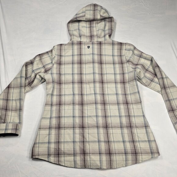 Kuhl Shirt Jacket Shacket Womens Small Beige Plaid Kleo Grunge Hooded Snap Heavy - Picture 2 of 14